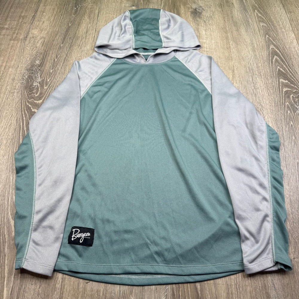 Burgeon Outdoor Mens Green Colorblock Lightweight Mountain Raglan Hoodie Size L